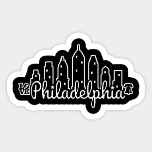 Philly Skyline Script White Line Art Philadelphia Love Liberty Bell Sticker